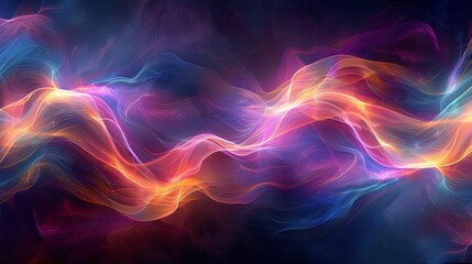 Wall Mural - Symphonic Light Waves, Waves of light visualized as a symphony of colors, each wave interacting harmoniously to create a visual melody.