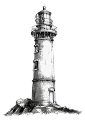 Sticker - PNG Vintage lighthouse sketch art