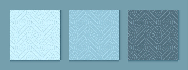 Aufkleber - Blue background pattern seamless geometric line circle abstract design vector. Summer background.