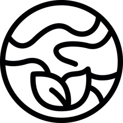 Poster - Line art icon of the planet earth with growing green leaves, representing environmental awareness