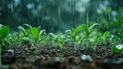 Wall Mural - Garden Rainfall Soil Sprouts Nature Background