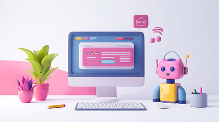 Fototapete - Ai Chatbots working and chatting in computer