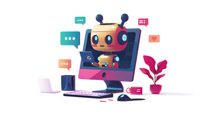Fototapete - Ai Chatbots working and chatting in computer
