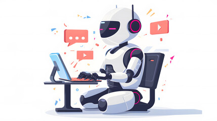 Fototapete - Ai Chatbots working and chatting in computer