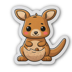 Wall Mural - cute kawaii Kangaroo sticker isolated on white background