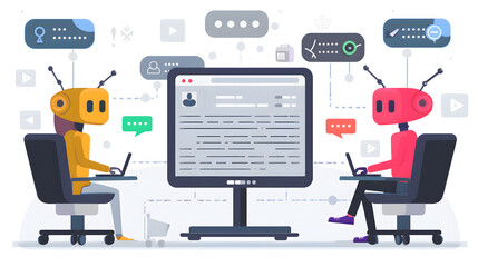 Fototapete - Ai Chatbots working and chatting in computer