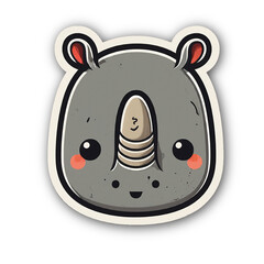 Wall Mural - cute kawaii Rhino sticker isolated on white background