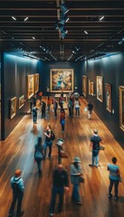 Secure Museum Exhibition Hall with Artworks Monitored by Discreet Security Cameras