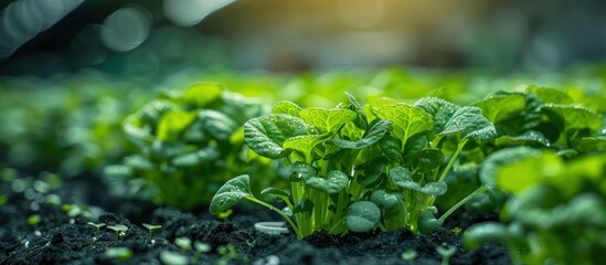 Canvas Print - Fresh Green Sprouts in a Garden Bed