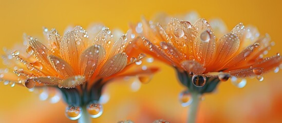 Poster - Orange Flowers with Dew Drops