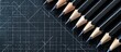 © Choudhry - School or drawing setup with black pencils on mesh grid background.