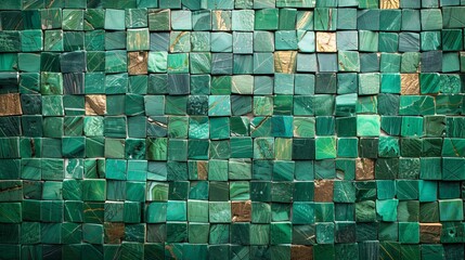 Abstract mosaics and tile patterns in emerald colors