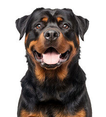 Wall Mural - Cute smiling Rottweiler dog looking happy on isolated background