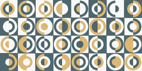 Leinwandbilder - Abstract stylish tiles made of minimal geometry. Semicircles of the ring, divided by color.