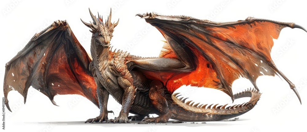 Majestic fantasy dragon with wings spread wide, featuring intricate ...