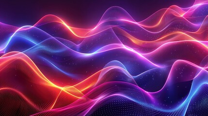 Poster - Dynamic waves of colorful light create a mesmerizing abstract background, perfect for design projects and digital art.