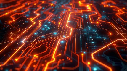 Poster - Futuristic circuit board design with glowing lines and vibrant colors, showcasing the beauty of technology and innovation.