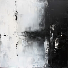 Wall Mural - Abstract Oil Painting in White and Black With Diagonal Strokes