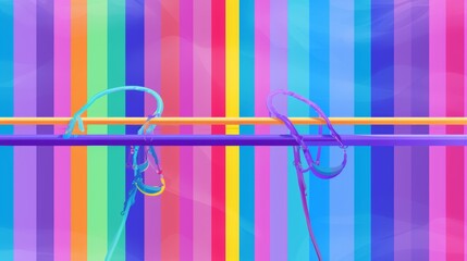Poster - A colorful striped background with two people in the foreground