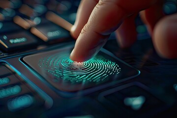 Close-up of a fingerprint scanning on a touchpad