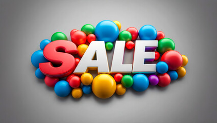 Vibrant Sale Promotion with Colorful 3D Spheres Background ideal for advertising, marketing, retail, and promotion. Exciting design