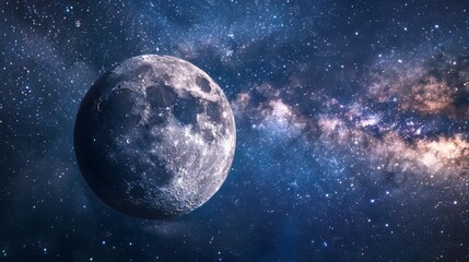 moon with milky way background