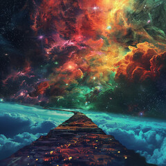 a spiritual space trippy background that is light enough so that black text would be visible on it