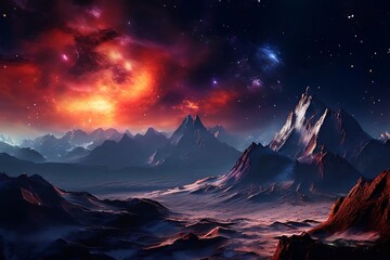 Wall Mural - sunset in the mountains