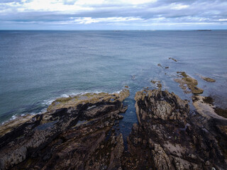 Scenic Atlantic coast line near Bamburgh, Northumberland, England