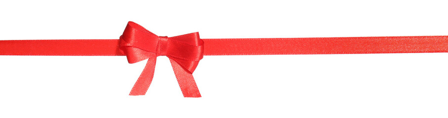 Poster - Beautiful red ribbon with bow isolated on white