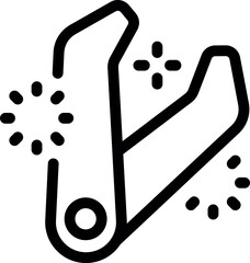 Poster - Black outline icon of an airplane taking off with stars surrounding it