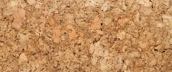 Close-up view of a brown cork texture background, showcasing the natural and uneven surface characteristics. Ideal for design and texture references.