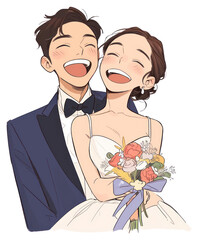 Poster - PNG Happy couple wedding illustration