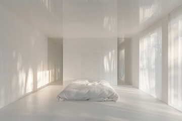 Wall Mural - a white room with white walls and a bed