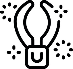 Poster - Line icon of a robotic arm holding a microchip, symbolizing automated chip manufacturing
