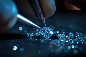 A person is polishing a diamond with a tool