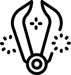Poster - Black outline icon of a vr headset showing a game with a target and sparkles