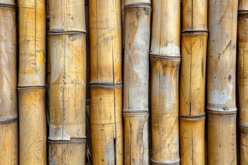 Poster - Bamboo brown straw mat as abstract texture background composition  top view above