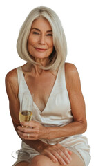 Canvas Print - PNG  Elegant mature woman with champagne