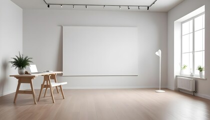 Wall Mural - empty room with white wall and floor