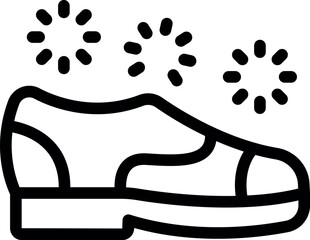 Poster - line icon of a classic elegant man shoe shining with three sparkles, depicting a cleaning service