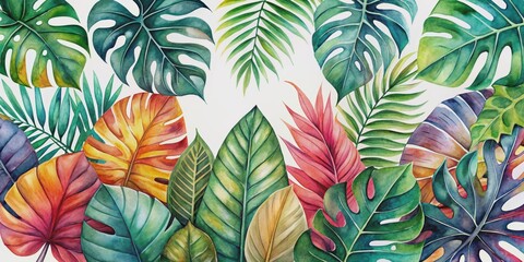  Vibrant watercolor tropical leaves art for vibrant indoor wall decor, watercolor, tropical, leaves, art, vibrant, colorful