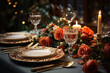 © Anahit - award winning photography of a elegant table settings, romantic dinner table settings, high quality materials, very elegant, beautifully lit, rule of thirds, photography, magazine photography
