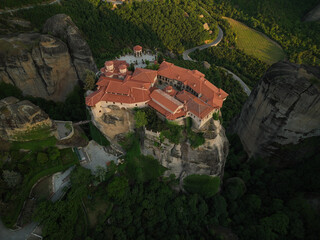 Wall Mural - Beautiful monastery on a rock spire at Meteora, Greece