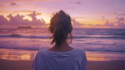 Wall Mural - person watching sunset