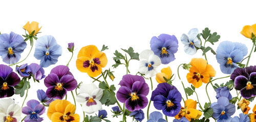 Wall Mural - PNG Colorful pansies floral border