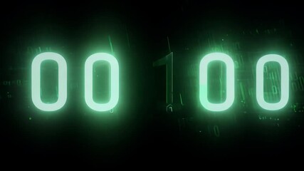 Leinwandbilder - A glowing green binary code sequence displays the numbers 01111 against a dark background.