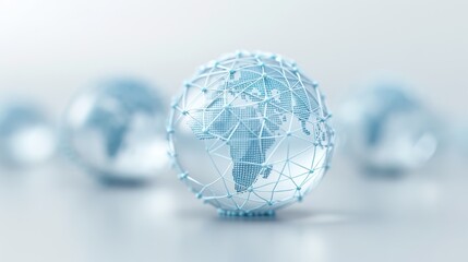Wall Mural - A blue sphere with a network of lines on it, representing the world