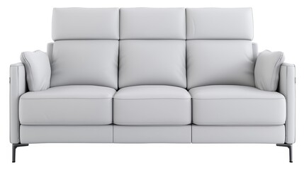 A white couch with three cushions