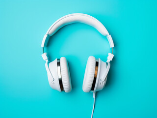 Canvas Print - Close-up of pills and a stethoscope against a turquoise backdrop